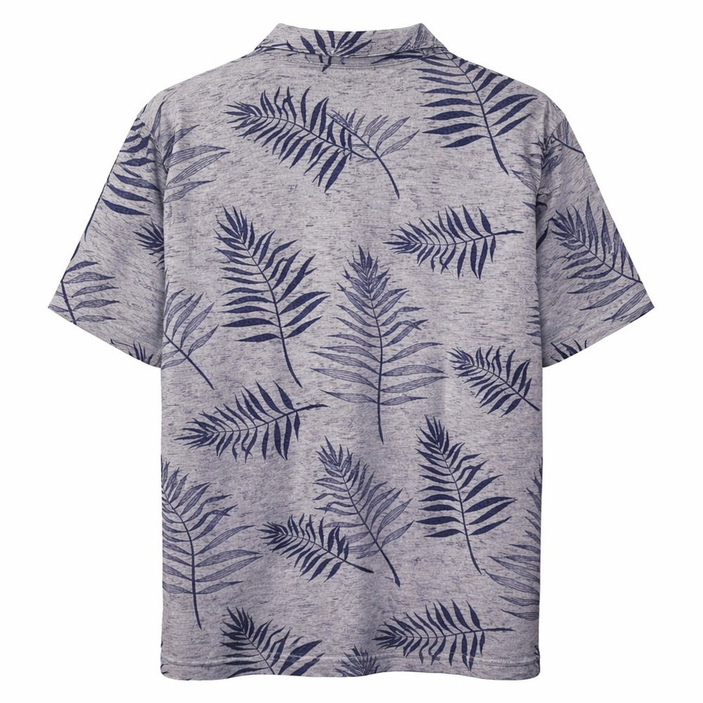 Travis Mathew Polo Shirt Mens Large Grey Tropical Palm Leaf Summer Pima Cotton - Picture 2 of 7
